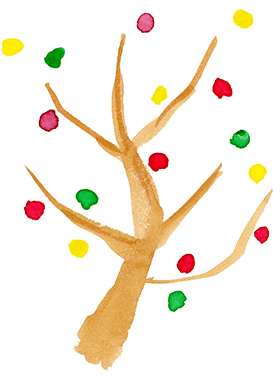 カラフルな木のイラスト